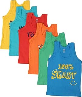 SEE FIT Sleeveless Printed Multi-Coloured Vest for Boy's (Pack of 6) Price In India