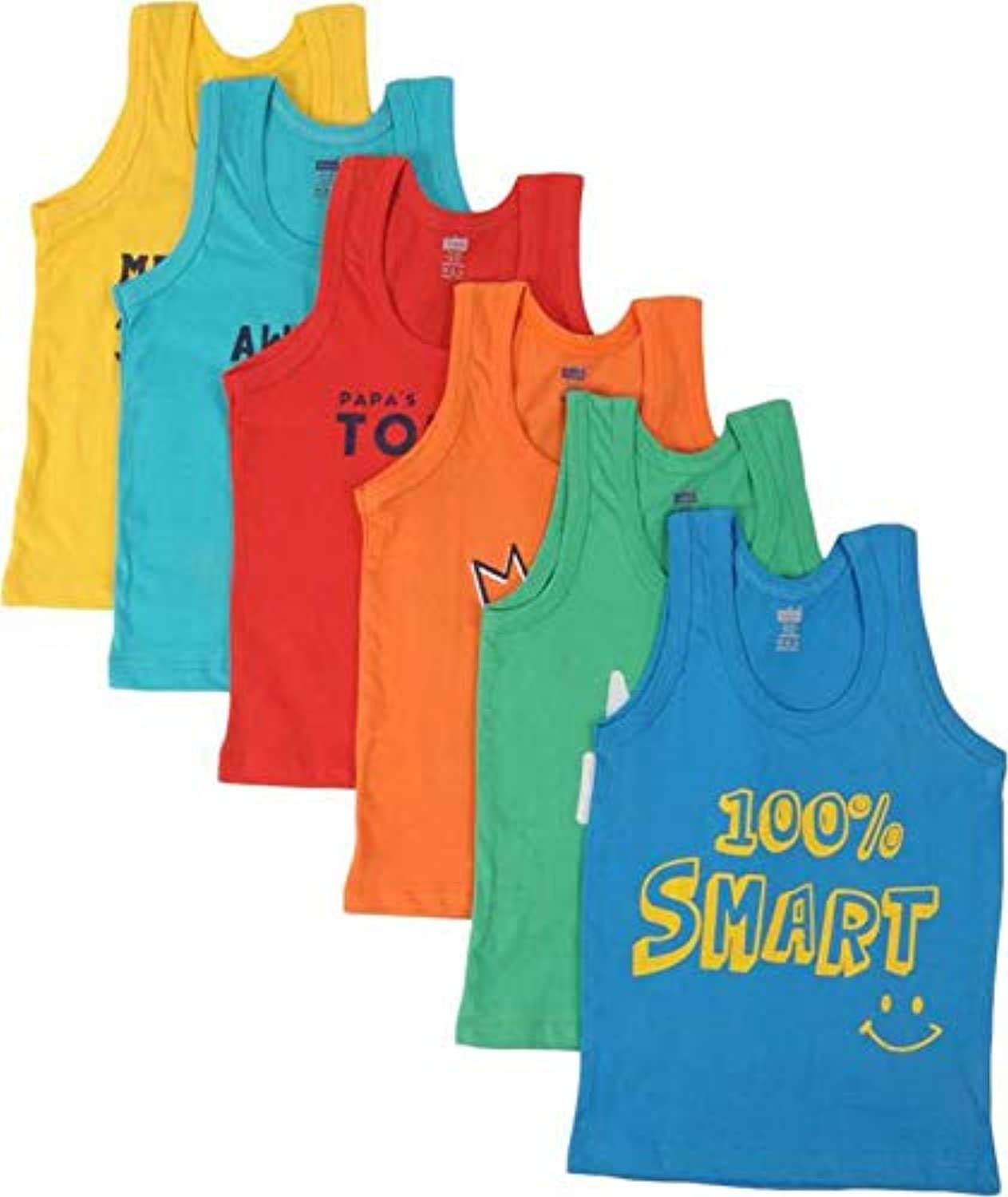 SEE FIT Sleeveless Printed Multi-Coloured Vest for Boy's (Pack of 6) - Review, Price and Buying Guide