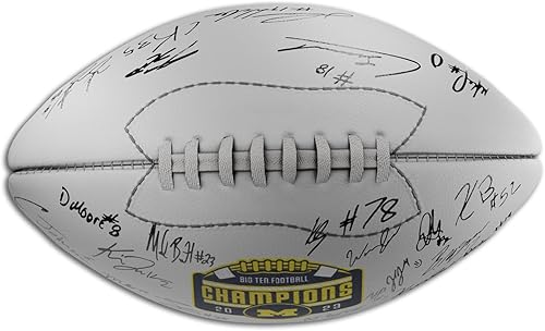 Miniatura 2 de El equipo de Michigan Wolverines firmó Big 10 Championship Football 2023 con autógrafo de Roman Wilson y Colston Loveland
