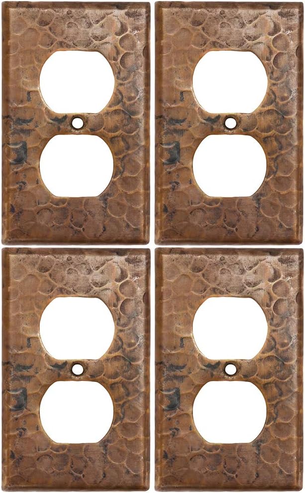 Premier Copper Products SO2_PKG4 Copper Switchplate Single Duplex, 2 Hole Outlet Cover - Quantity 4, Oil Rubbed Bronze