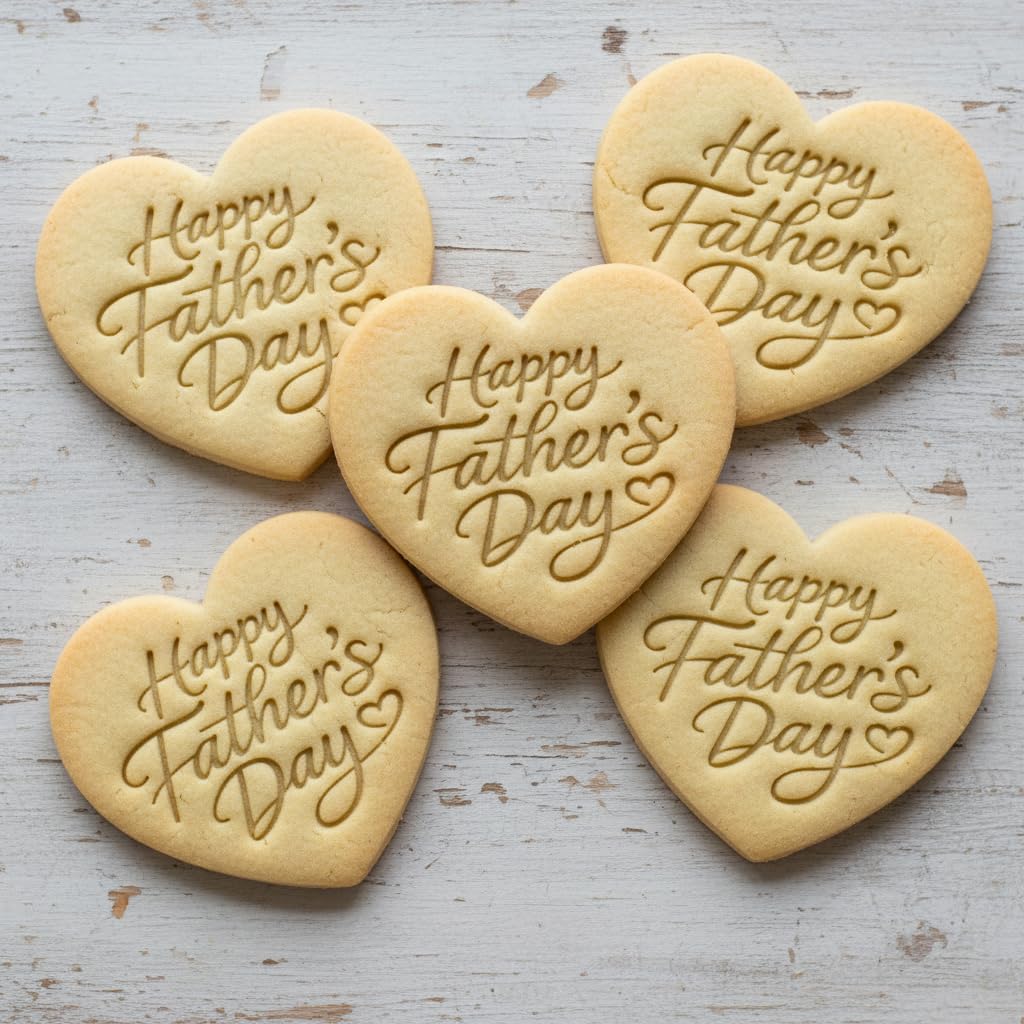 BAKERLOGY Happy Father’s Day Cookie Cutter – Heart Shaped Fondant & Biscuit Cutter for Dad Appreciation Cookies, Cake Toppers & DIY Baking