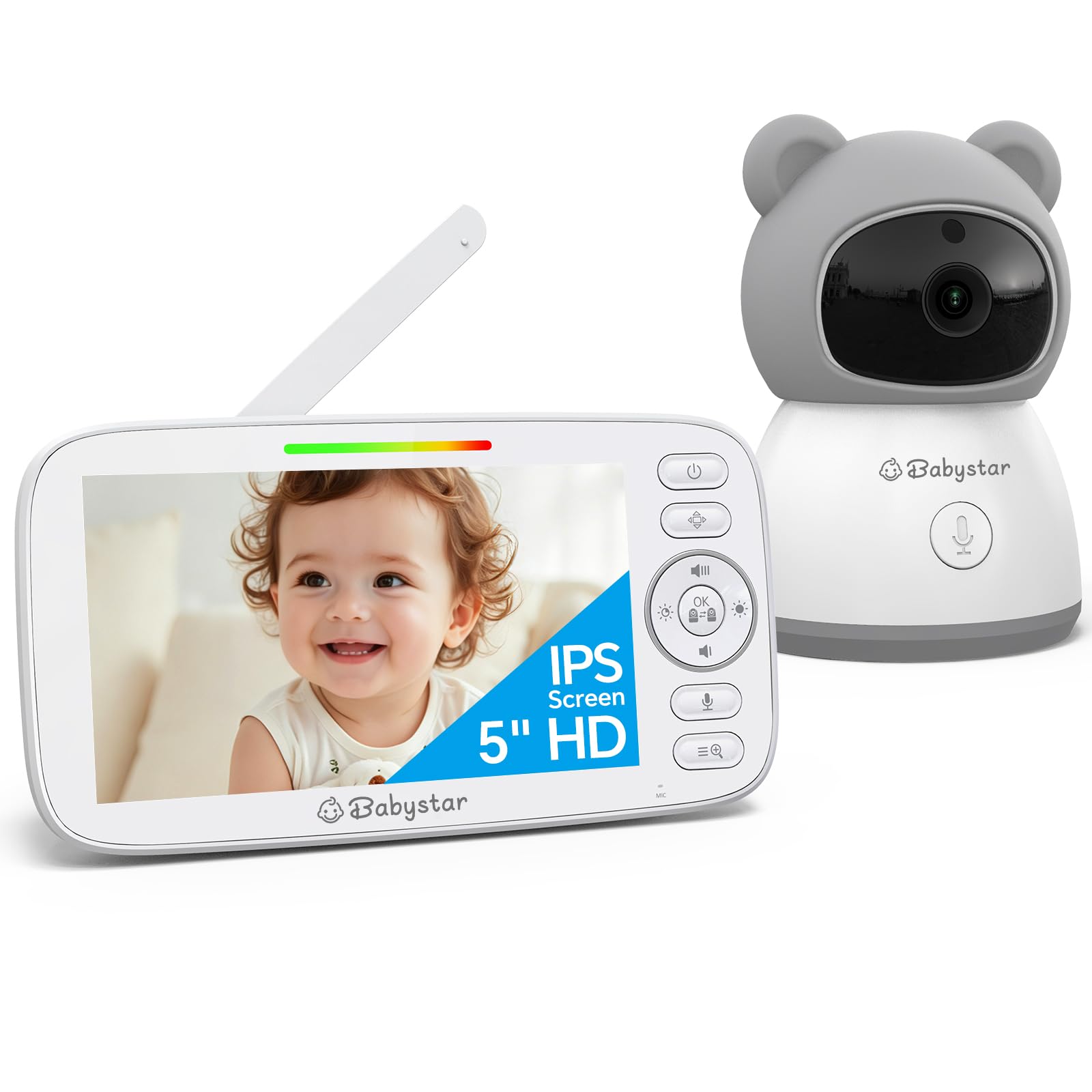 Babystar Baby Monitor con Telecamera Senza Wi-Fi, Monitor 5 Pollici 720P