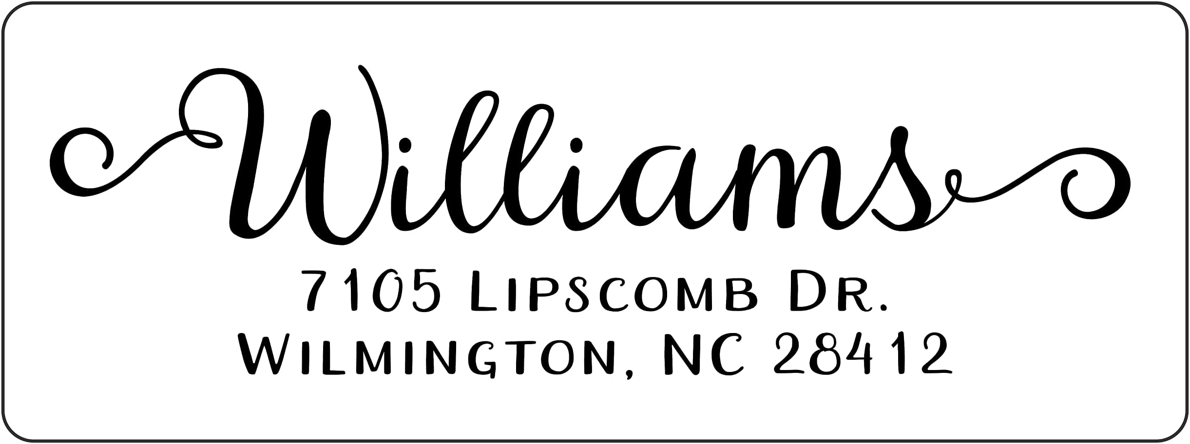 Return Address Labels | Custom Printed Personalized Stickers | Hand Lettered Script front with Curly Swashes | 250 Adhesive Peel and Stick Labels | White Labels