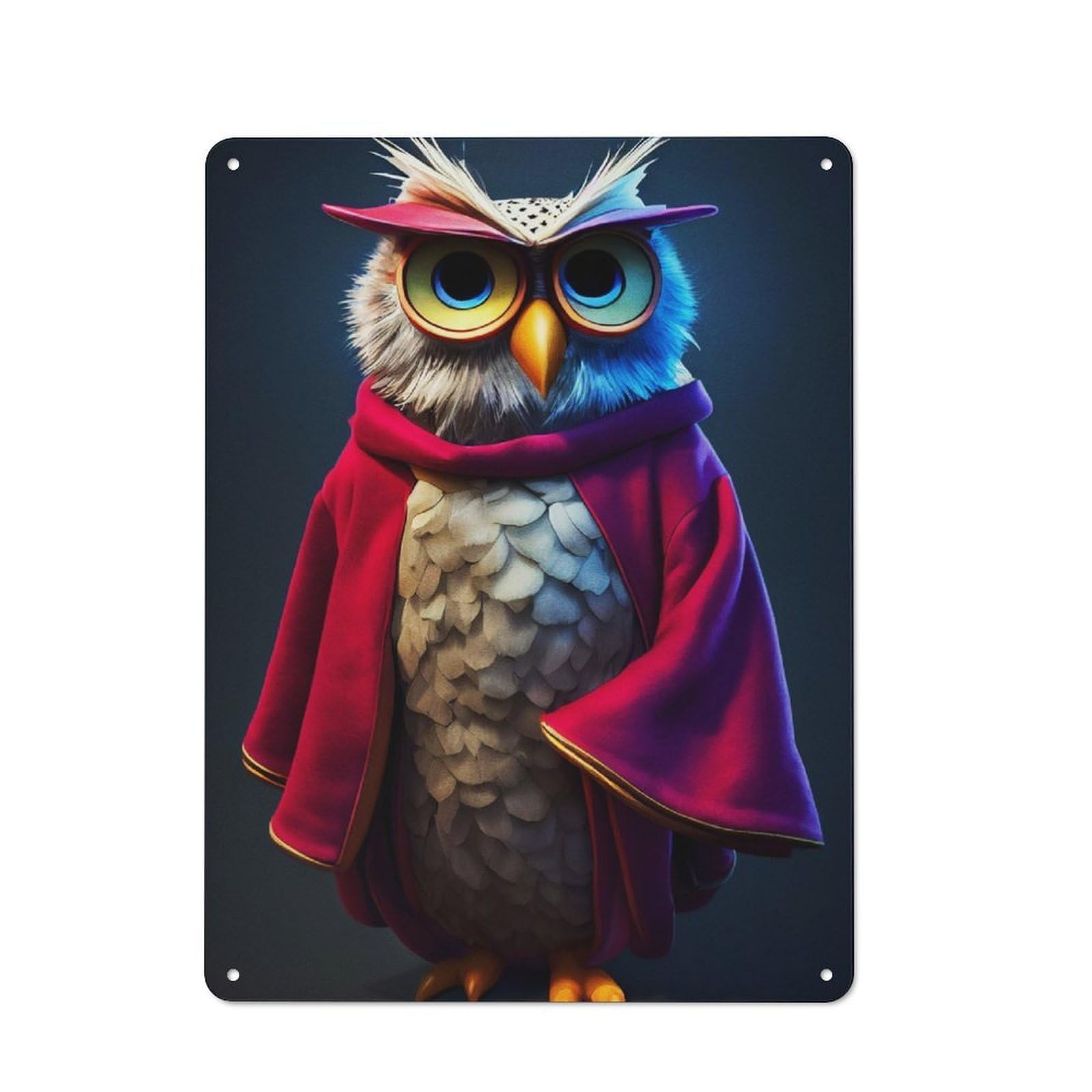 Junmoney Owl School Rustic Metal Wall Sign 40X30cm For Café Or Restaurant, Gift Idea At Christmas For Café Owners And Decorators