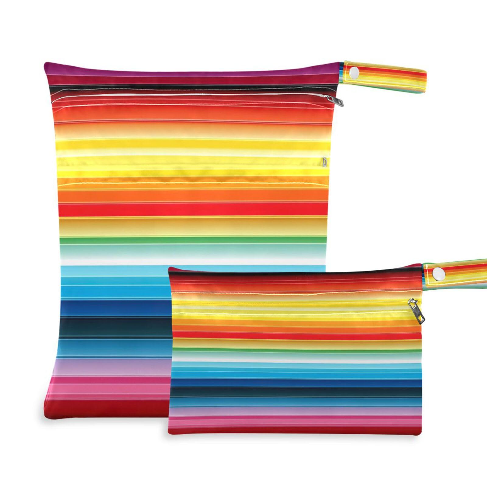 ATTX Colorful Mexico Stripe Wet Dry Bags 2-Pack - Reusable Cloth Diaper Storage for Travel, Beach & Gym | Multi-Use Waterproof Bags for Swimsuits, Baby Clothes, Sports Gear#495