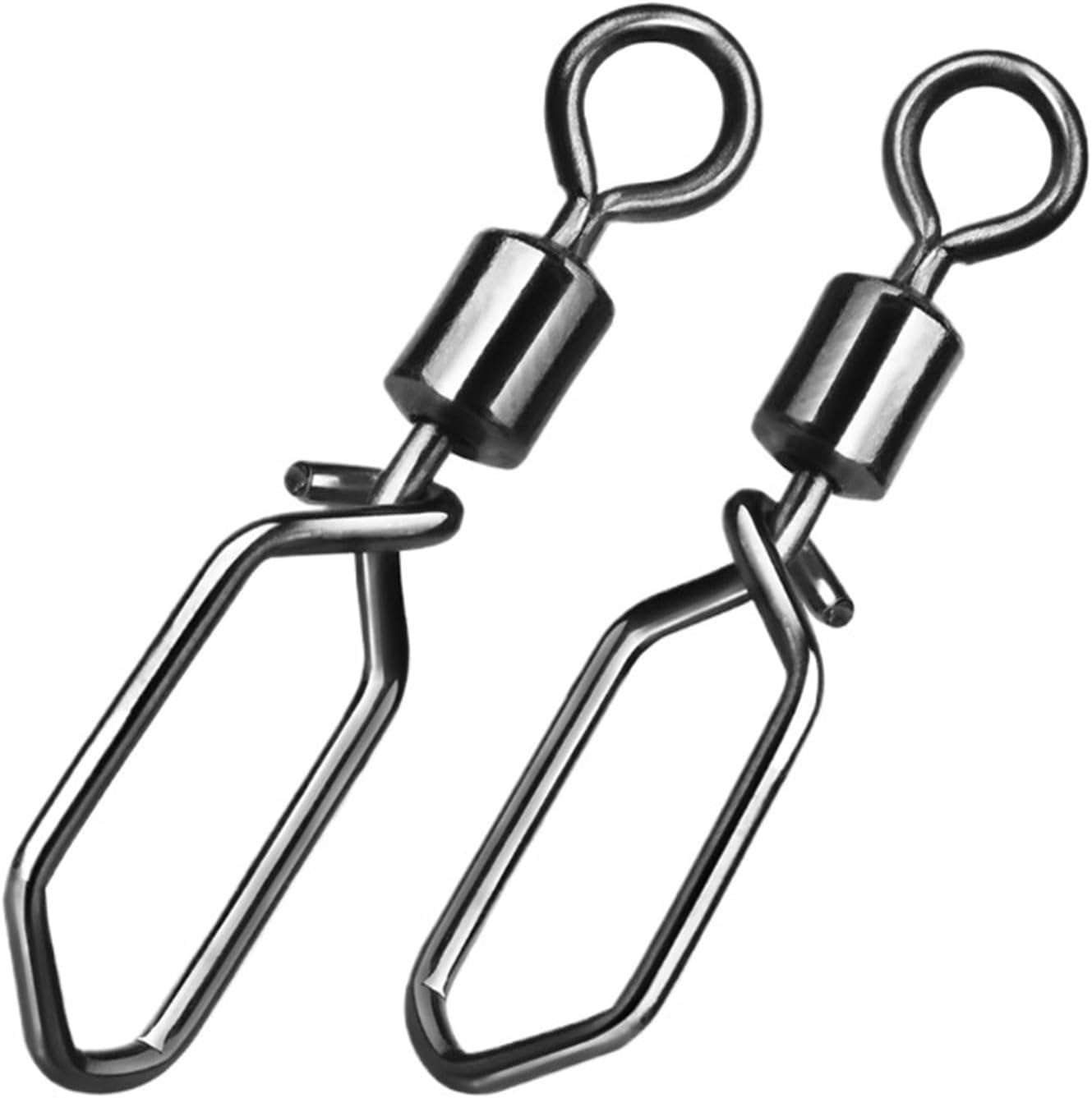 50/100/200PCS Fishing Swivels Hooked Snap Stainless Steel Fishing Rolling Barrel Swivel Fishing Lure Connector