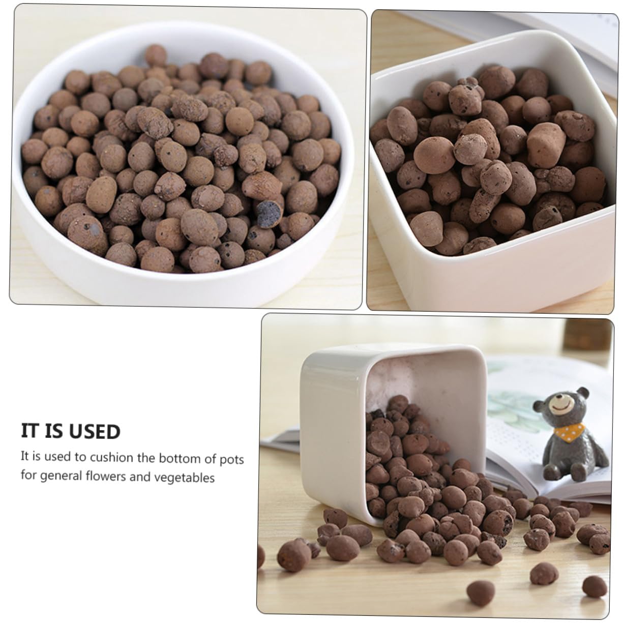 POPETPOP Ceramsite Drenante e Traspirante per Giardinaggio, Ciottoli di Argilla 0,5-1 Cm per Vasi e Piante, Confezione da 1 kg, per Coltivazione Senza Terriccio e Decorazione Giardino