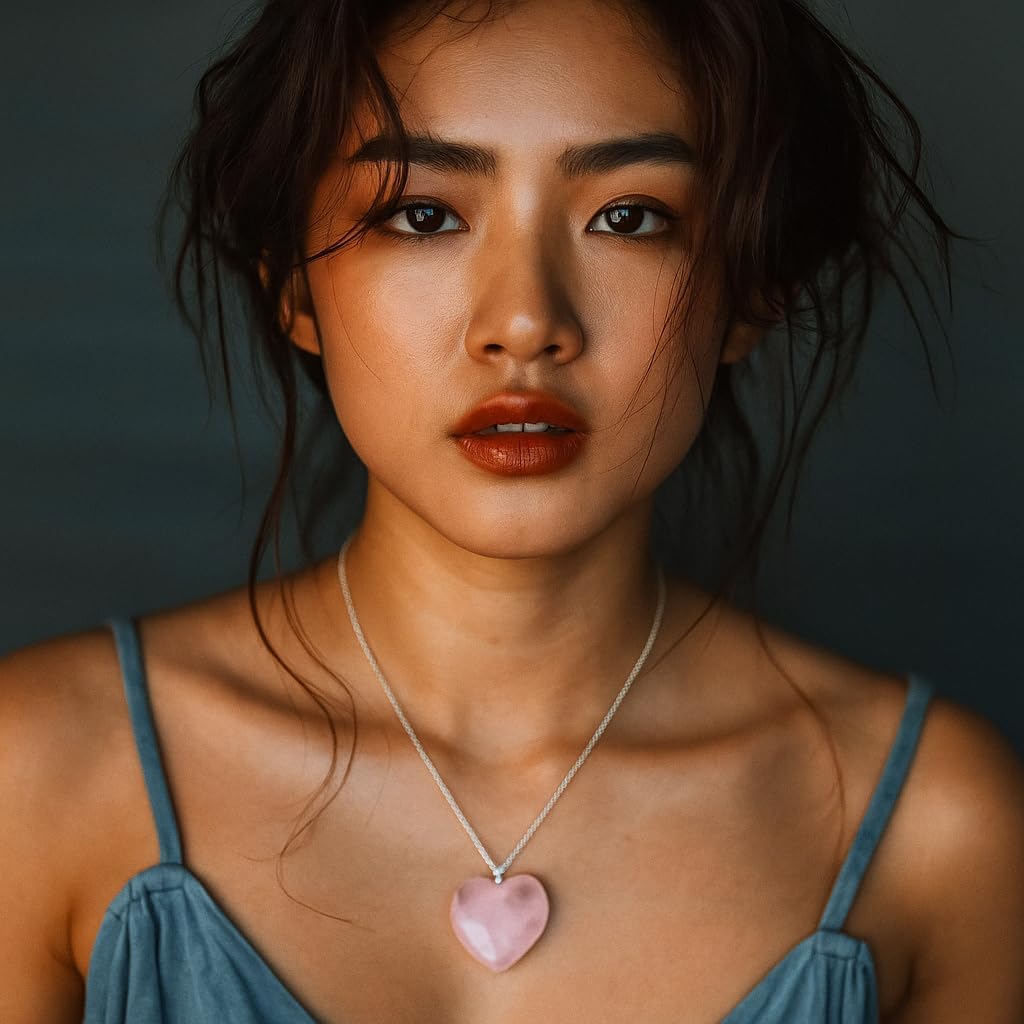 Heart Necklace for Men & Women | Natural Gemstone Pendant, Chain 16+2 Inch Adjustable | Healing Crystal Jewelry 15–25 Carat - Image 2