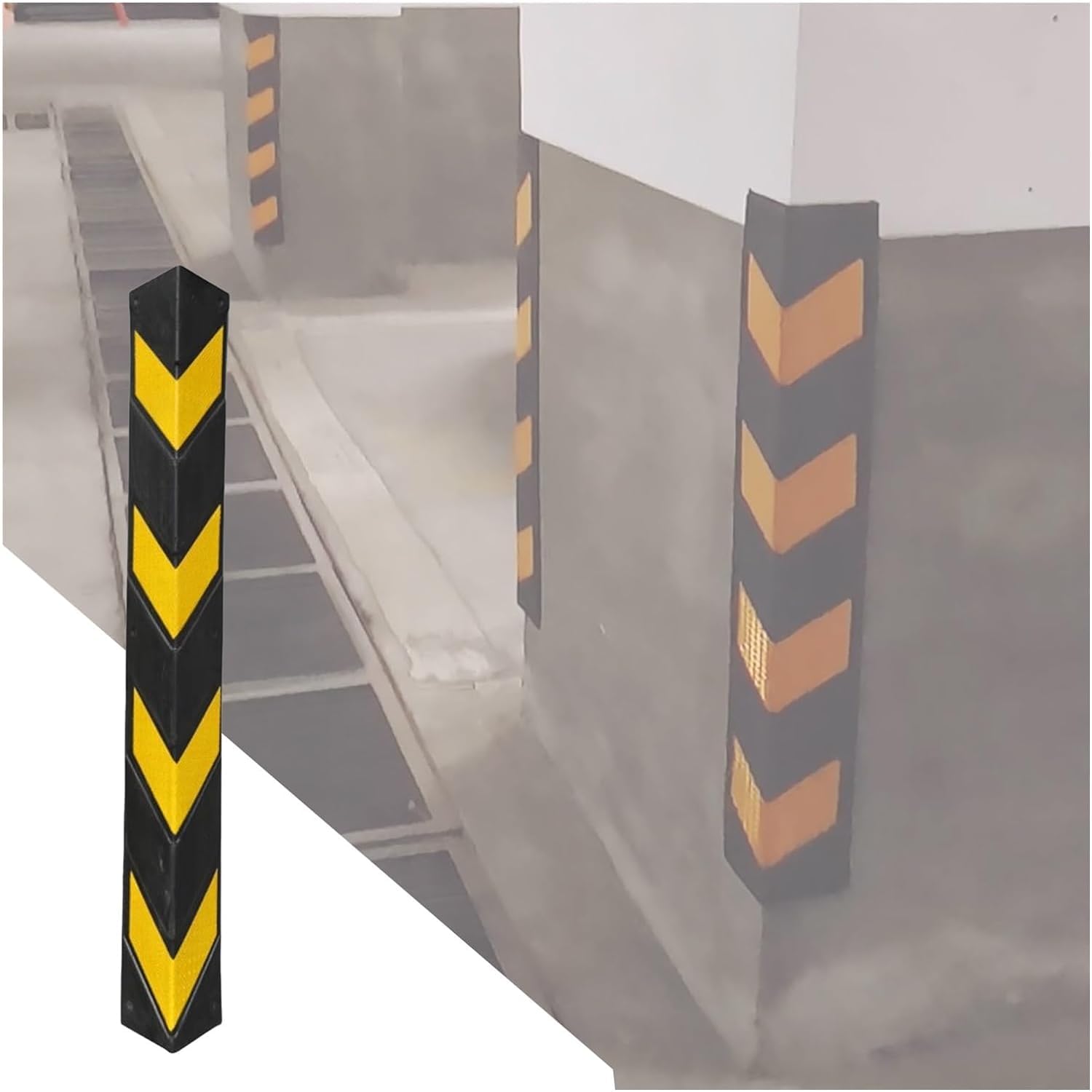 WDSOPK garage wall protector,wall corner protector, Corner Guard with Yellow Reflective Strip, Rubber Garage Corner Guard, 1cm Thick,Yellow,5pcs,150cm