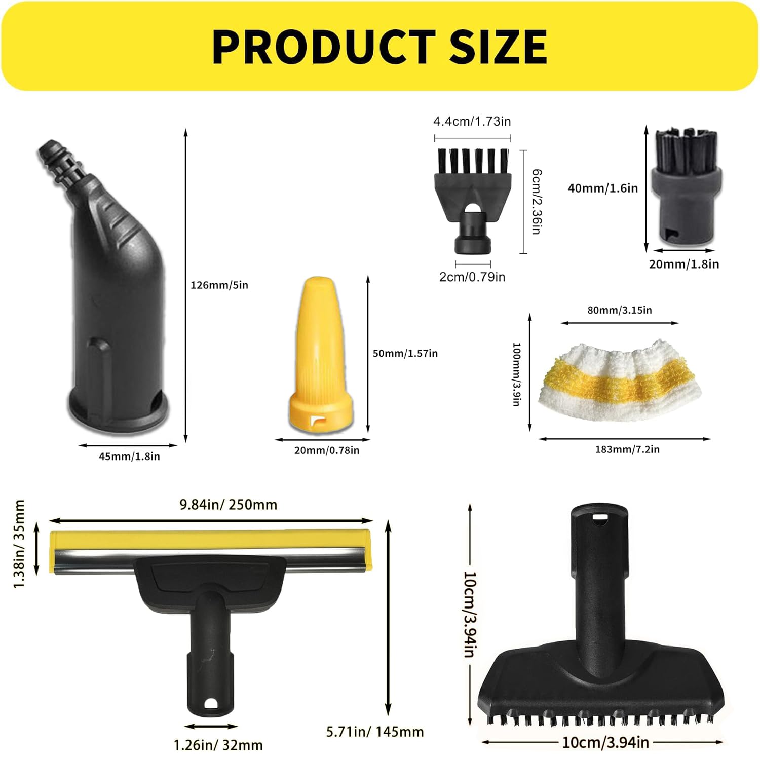 18 Stück Zubehör für Kärcher Dampfreiniger SC1 SC2 SC3 SC4 SC5, Profi Ersatzteil-Kit inkl. Fensterdüse, Handdüse, Rundbürsten (Nylon & Messing), Mikrofaser-Überzüge & O-Ringe Dichtungen