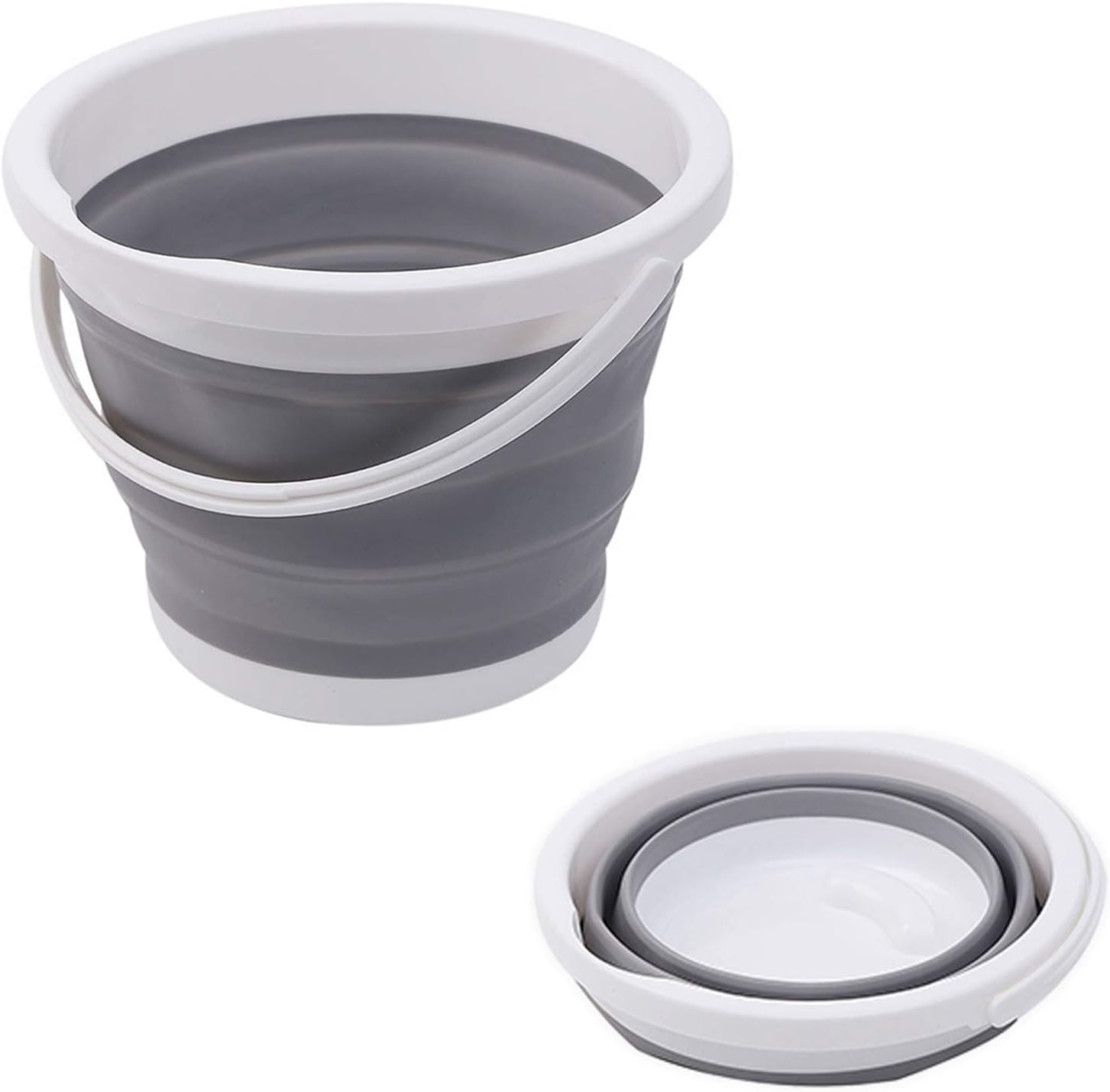 ddLUCK 10L (2.6 Gallon) Premium Collapsible Bucket - Fishing Water Pail Folding Bucket Water Bucket Container With Sturdy Handle For Hiking, Backpacking, Camping And Car Household Cleaning(Gray)