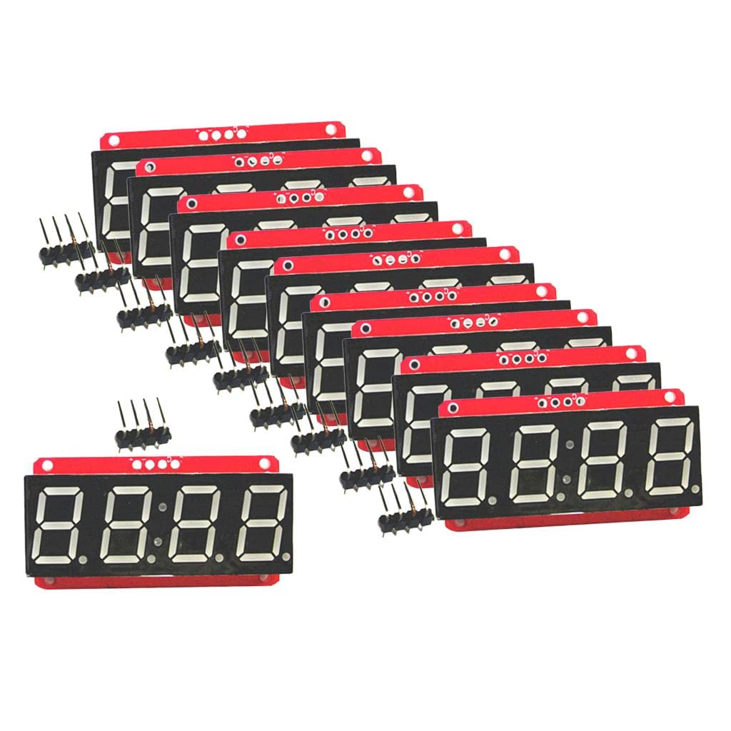 Generic 10x 7-Segment 4 Digit Display Module Digital Clock with Adjustable, 5.03 x 2.68 x 1.2 cm, Red