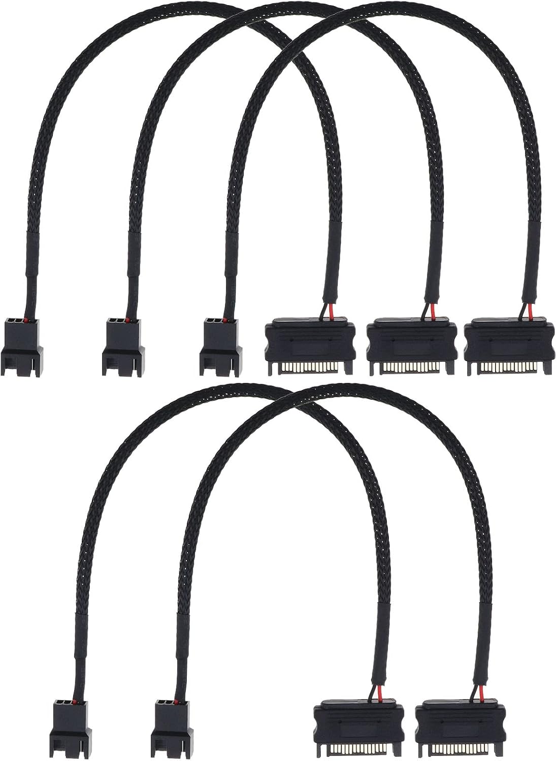 ECSiNG 5PCS SATA 15Pin to 3Pin/4Pin PC Case Fan Power