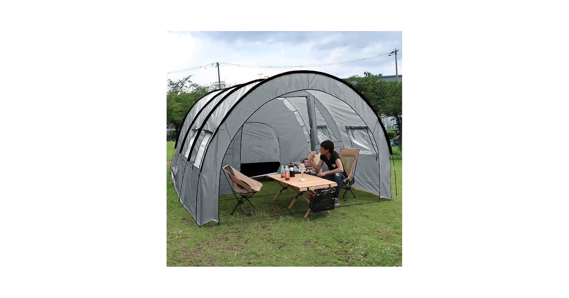 アウトドア 6人用 ドーム型テント ライトグレー TN-26LG 当社限定カラー 大人気 アウトドア 6人用 ドーム型テント