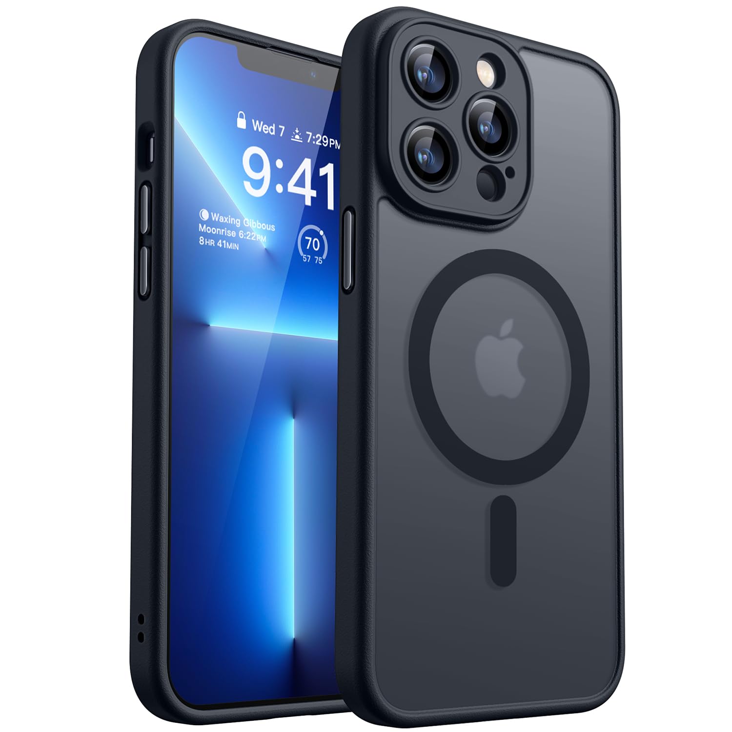 CANSHN Cover Magnetica per iPhone 13 Pro(6,1 Pollici), Compatibile con MagSafe, [Protezione Completa Della Fotocamera], Custodia Traslucida Opaca Protettiva Sottile Antiurto,Nero