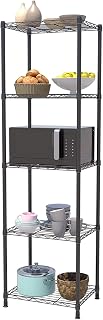 5 Tier Fixed Layer Spacing Storage Shelf Metal Storage Rack Wire Shelving Unit Storage Shelves Metal 660Lbs Capacity 17" L x 13" W x 63" H for Pantry Closet Kitchen Laundry Black