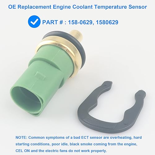 Miniatura 2 de Sensor de temperatura del refrigerante, sensor de temperatura ECT reemplazo 158-0629, 1580629 compatible con Audi VW - 1999-2010 Beetle, 1999-2006