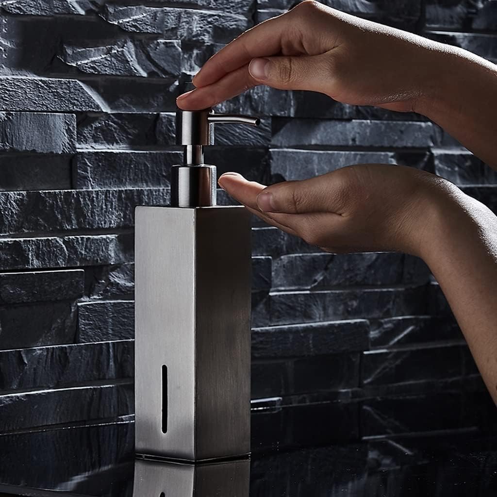 Soap Dispenser Stainless Steel Lotion Dispenser Bathroom Wall-Mounted Soap Dispenser Refillable Liquid Dispensing Bottle Bathroom Soap Dispenser
