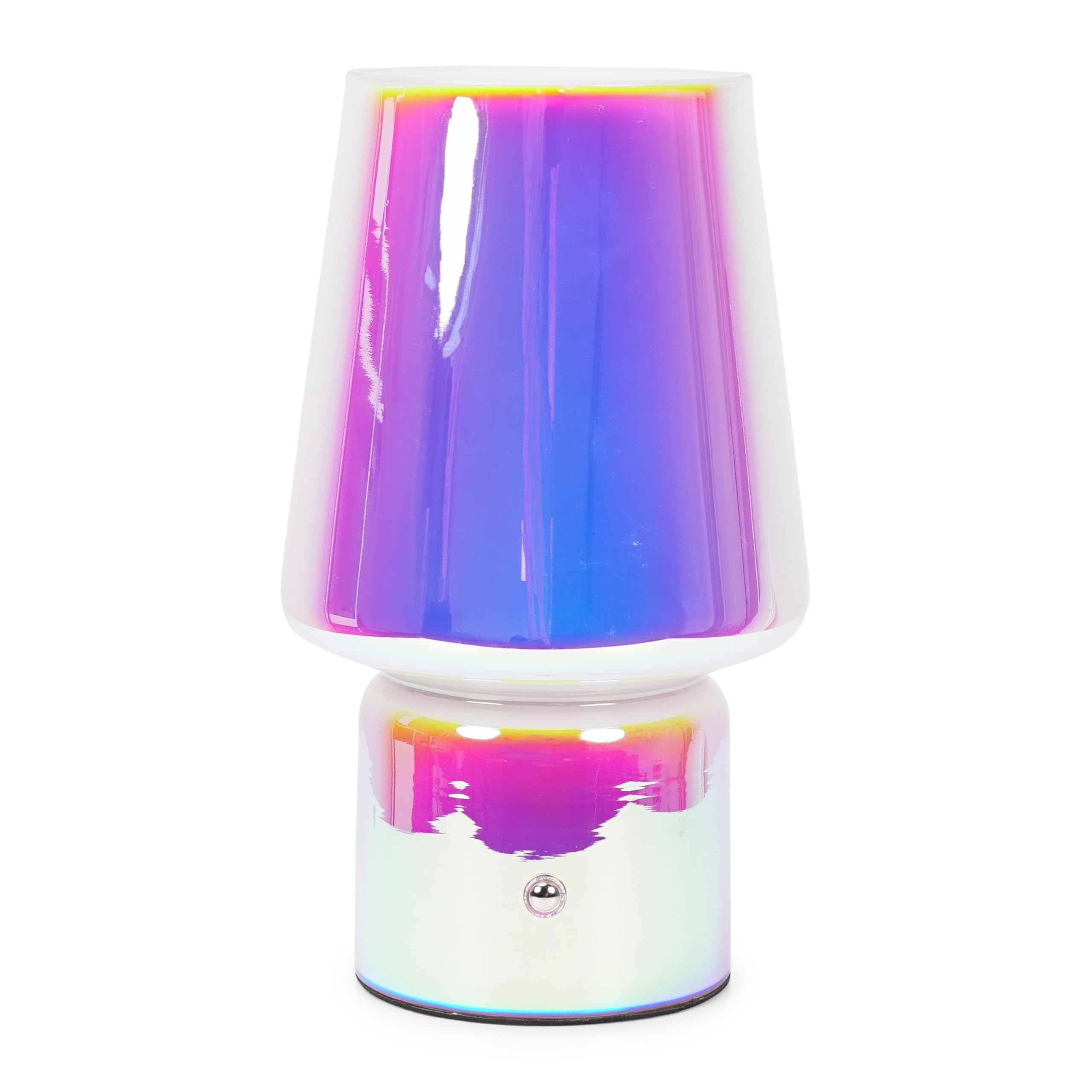 ValueLights | Iridescent Glass Rechargeable Portable Table Lamp, Dimmable Touch Button Cordless Light | Table Lamps & Home Improvements Essential