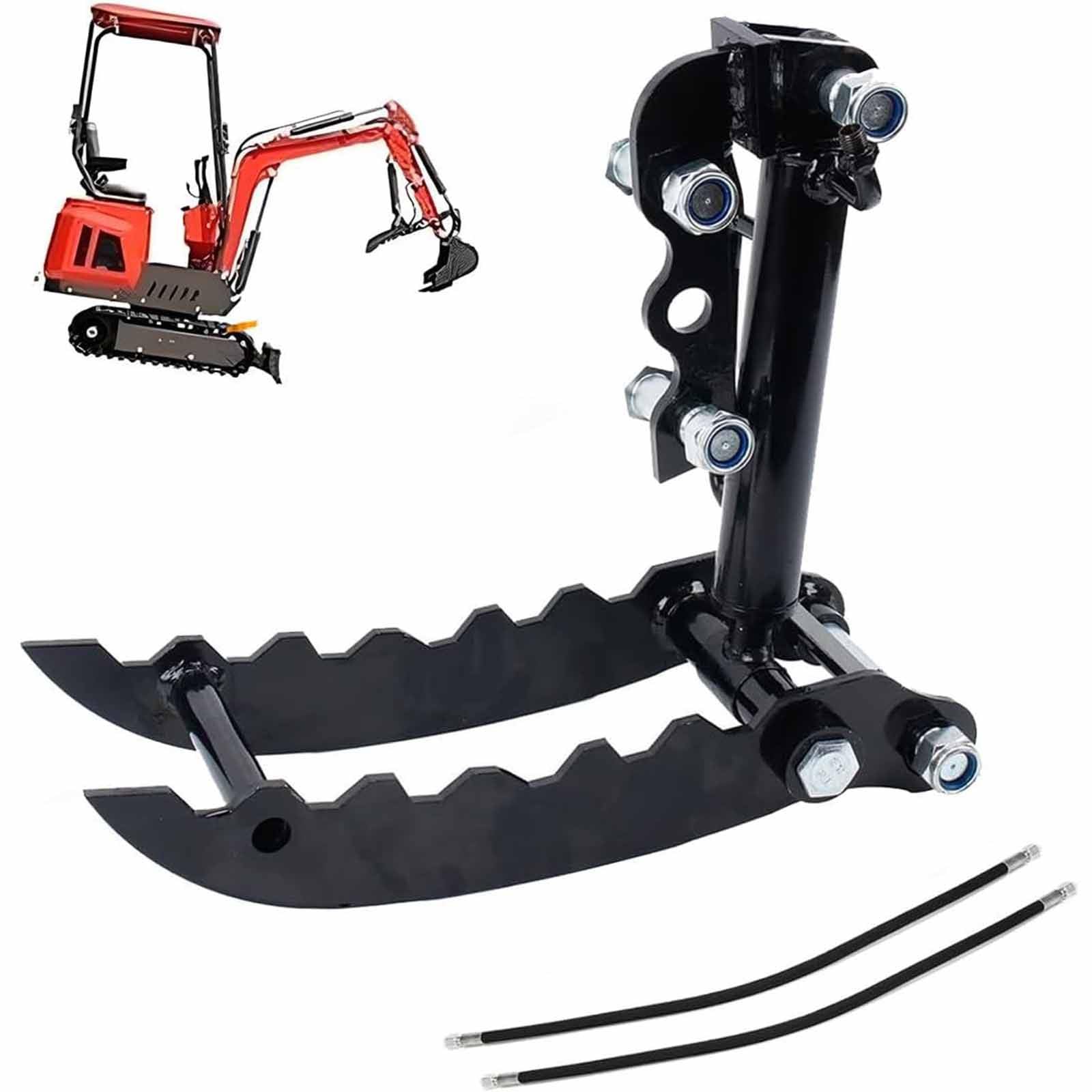 Hydrauliczny zacisk kciukowy do minikoparek, metalowy zacisk kciukowy z 2 wężami dla zwiększenia wydajności kopania