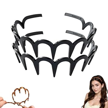 Retro Retro High Skull Pearl Headband, Vintage High Cranium Headband, Non-slip Wedding Party Elegant Braided Headbands with Comb Teeth, Hair Accessories Gifts For Women Girls Black 2PCS, One Size