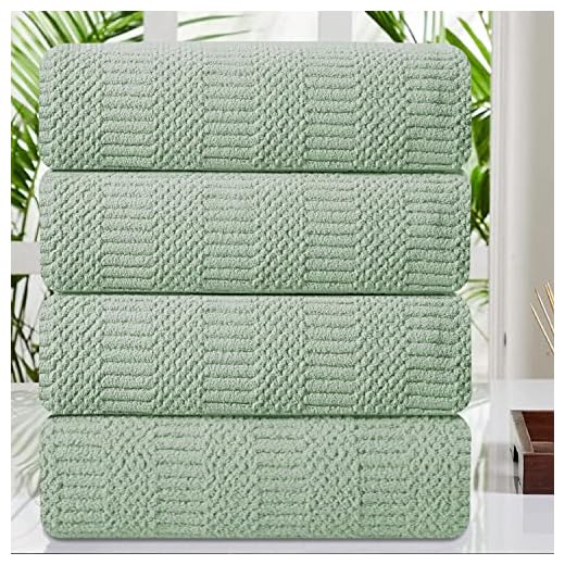 4 Piece Large Bath Towel Set 35"x70" Green Extra Large Bath Sheets Oversized Jumbo Towels 600GSM Soft Highly Absorbent Quick Dry Beach Chair Towels Woven Towels for Bathroom Hotel and Spa