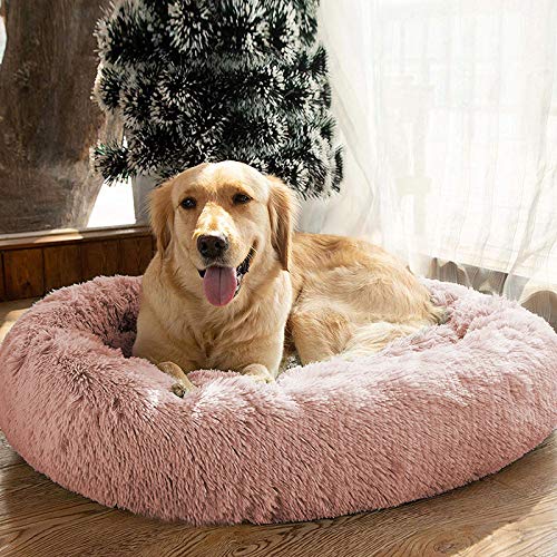 Mfox Calming Dog Bed (L/Xl/Xxl/Xxxl) For Medium And Large Dogs Comfortable Pet Bed Faux Fur Donut Cuddler Up To 25/35/55/100Lbs #TOP6