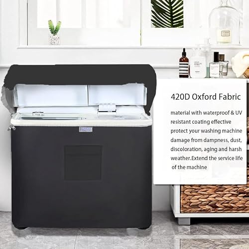 Vibiubo Twin Tub Washing Machine Cover for 13lbs Portable Mini Compact Washer Machine,Waterproof, Sun-Proof, Extend their Service Life, Zipper Design for Easy Use (24"W×17"D×27"H) - Image 3