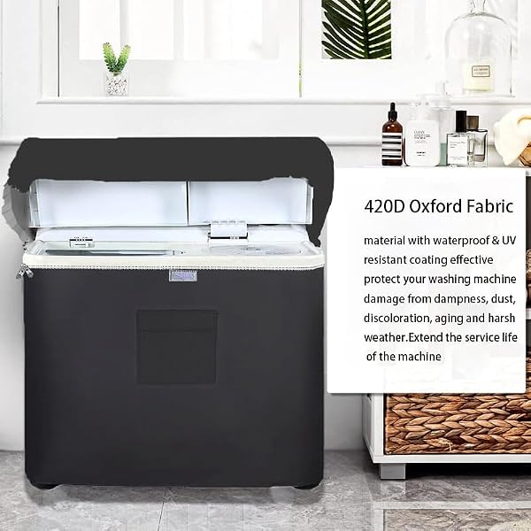 Vibiubo Twin Tub Washing Machine Cover for 28lbs Portable Mini Compact Washer Machine,Waterproof, Sun-Proof, Extend their Service Life, Zipper Design for Easy Use (28"W×17"D×32"H) by Vibiubo - Image 3