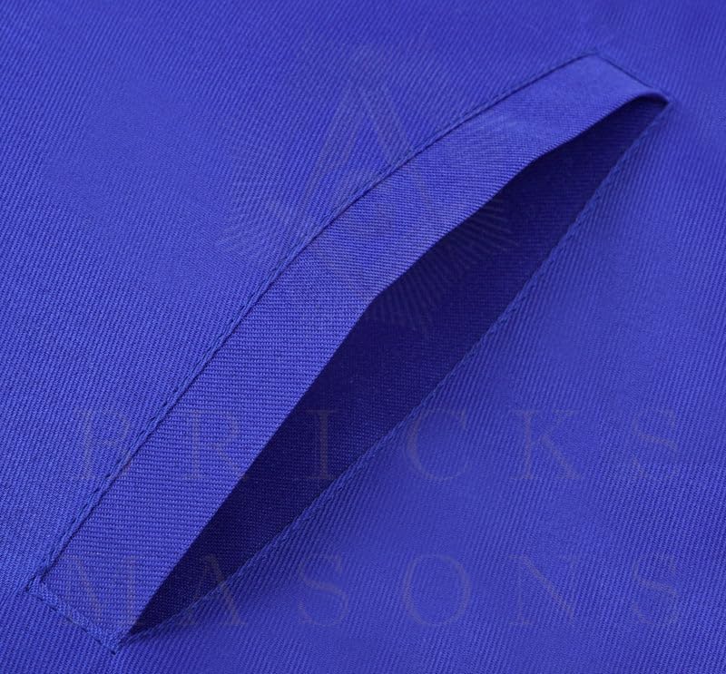 Bricks Masons Past Master Blue Lodge Apron White Base Navy Velvet Border Silver Hand Embroidered Pillars with Fringe