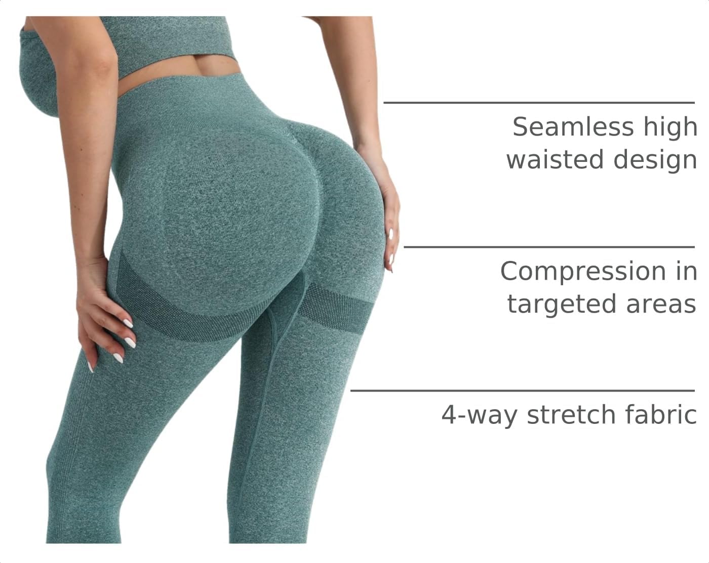 CHRLEISURE Workout Leggings Sets for Women, Gym Scrunch Butt Butt Lifting Seamless Leggings 3 Piece image 4