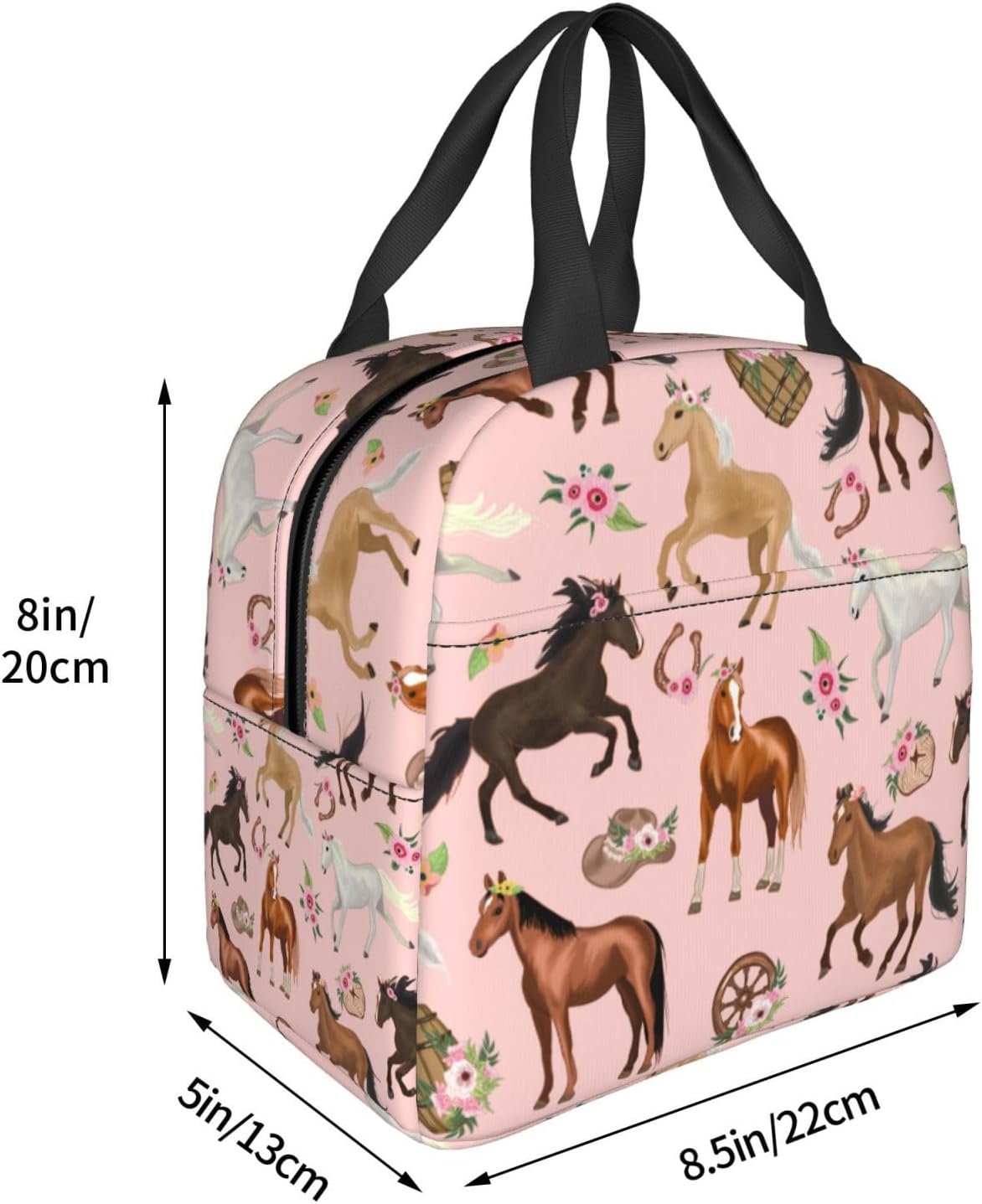 Horse Lunch Bag Reusable Zipper Closure Leakproof Insulated Lunch Box Cooler Tote Bag Food Container Snack Bag - Image 3