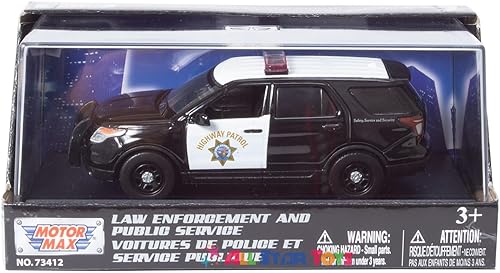 Motormax 2015 Ford Explorer California Highway Patrol CHP Police Interceptor 143 diecast Modelo wacrílico caso 79480