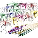 Penta Angel Foil Firework Cupcake Toppers 50Pcs 9 Inch Multicolor Cake Cocktail Food Fruit Drinks Pi
