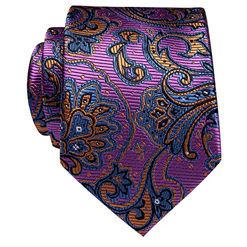 Image of YourTies Purple Blue Tie for Men Silk Paisley Men's Necktie Woven Jacquard Formal Business Party Wedding Designer