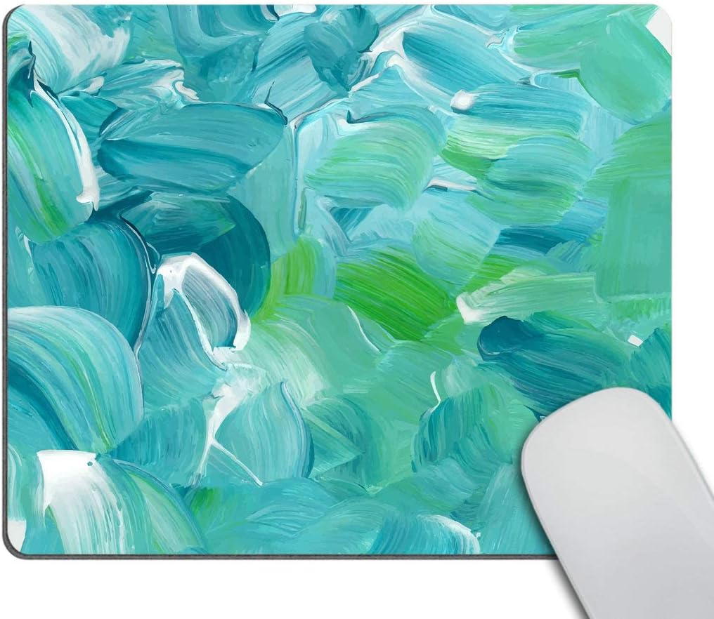 Smooffly Gaming Mouse Pad Custom,Turquoise Blue Oil Paint Texture Office Mouse Pad 9.5 X 7.9 Inch (240mmX200mmX3mm)