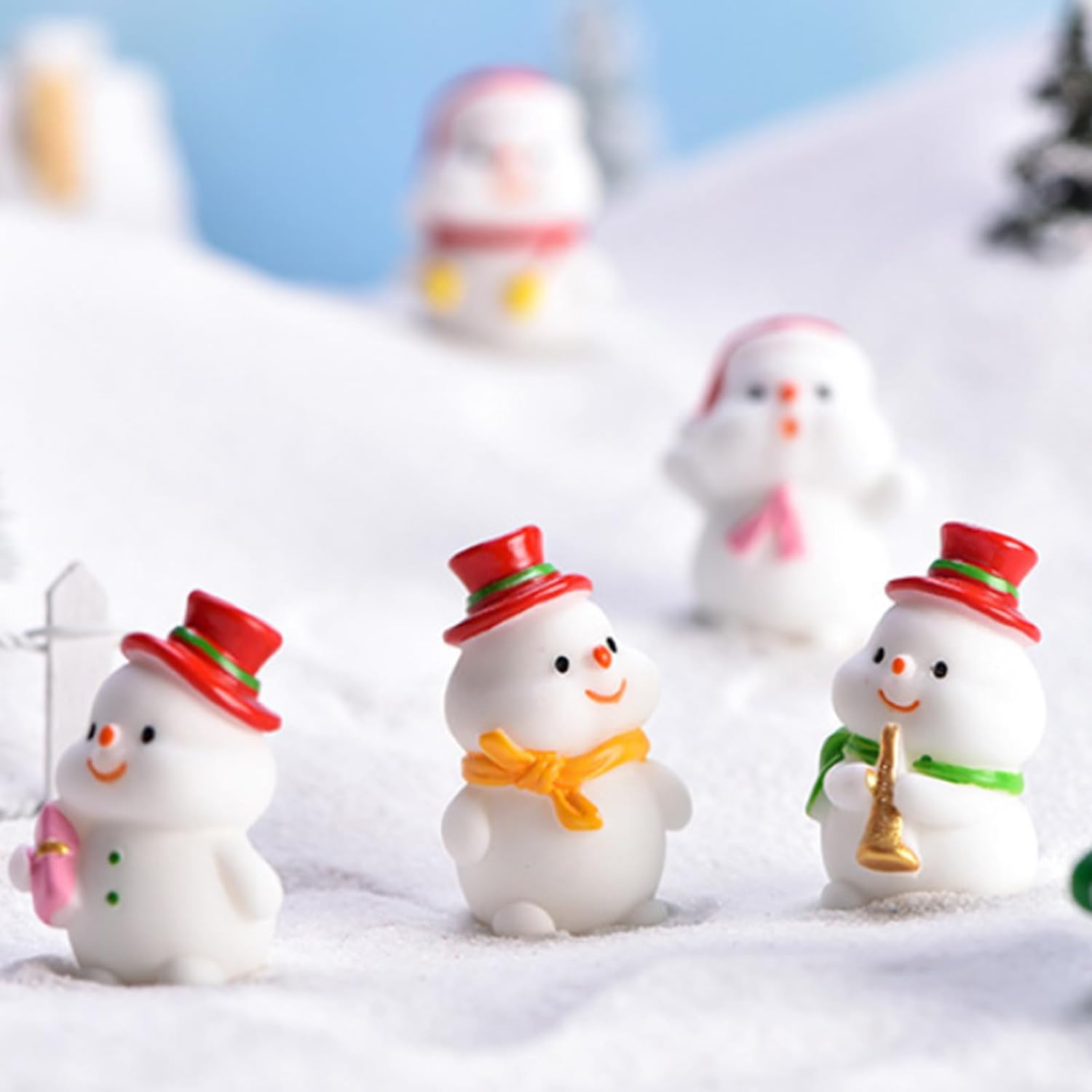 20 Pcs Mini Christmas Snowman Figurines, Winter Miniature Snowmen Ornaments for Christmas DIY Craft Fairy Garden Desktop Decor - Image 8