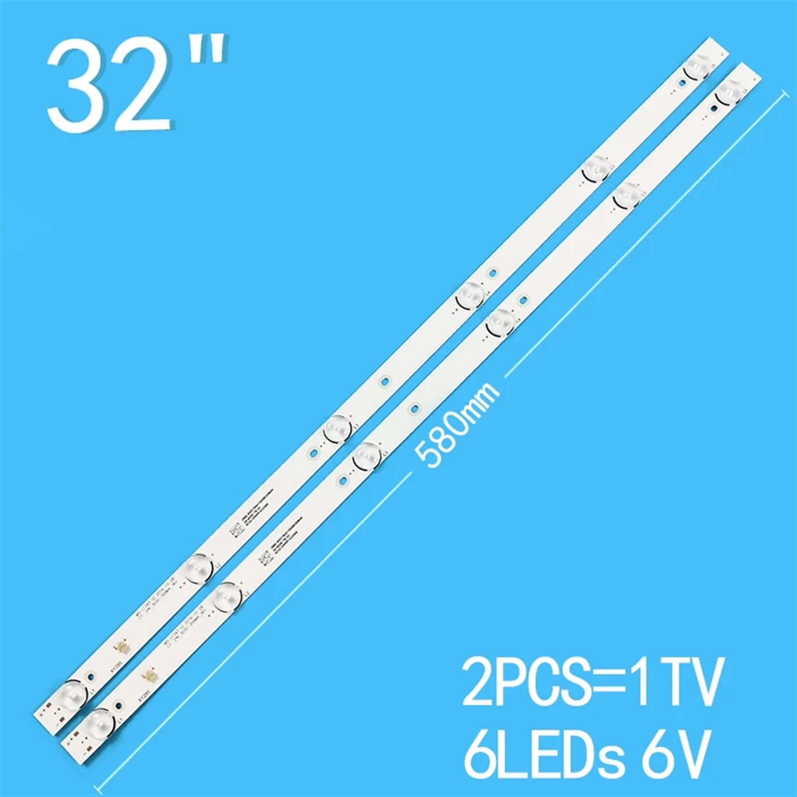 Striscia di retroilluminazione a LED 2PCS 6LED 6V Compatibile for 32 Pollici JL.D32061330-081AS-M FZD-03 E348124 MS-L1343 L2202 L1074 V2 2-6-3030-300MA-36V