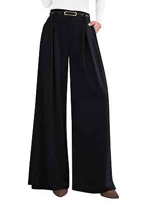 PRETTYGARDEN Womens Spring Wide Leg Trousers 2026 High Elastic Waist Loose Pleated Long Flowy Palazzo Work Pants with Pockets