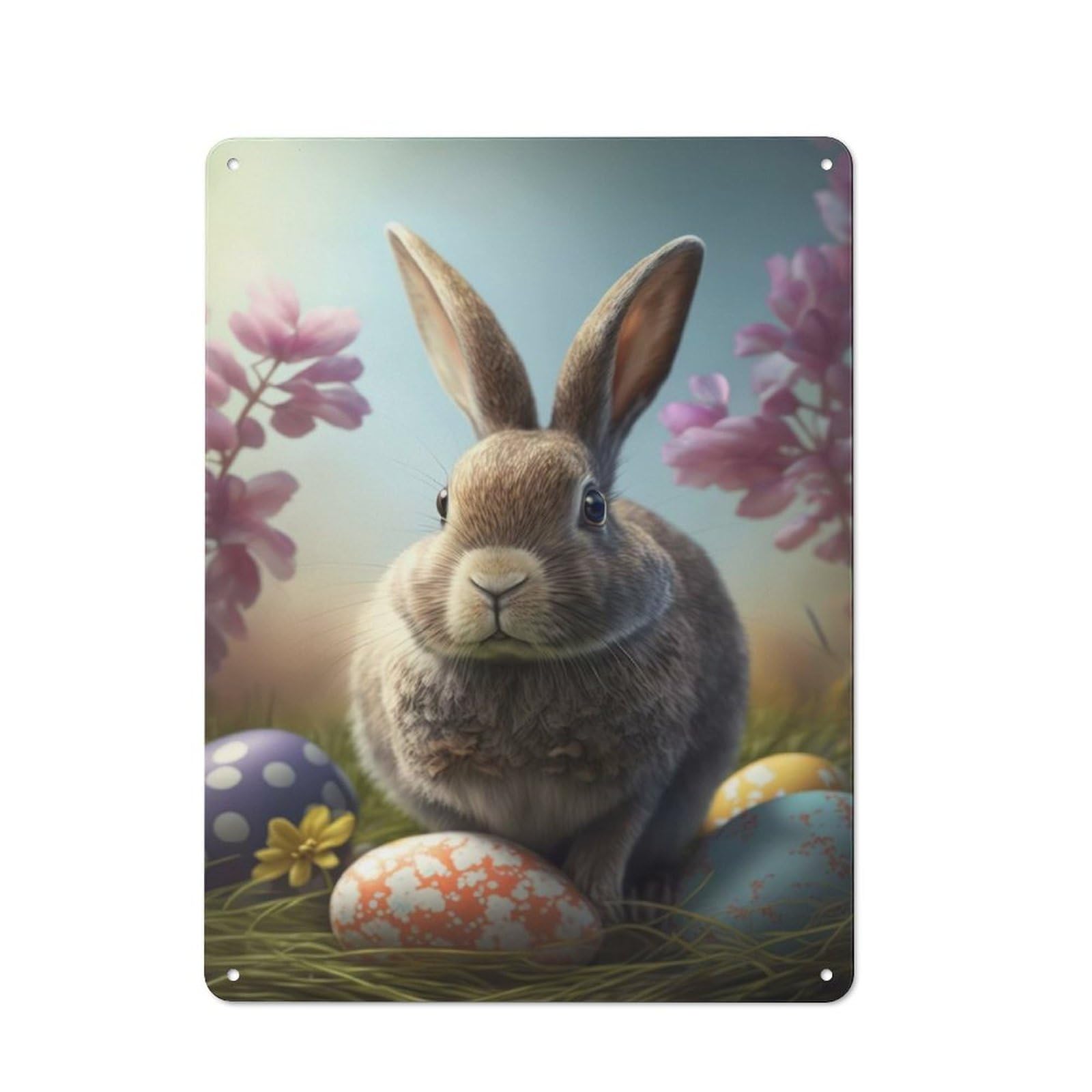 Junmoney Easter Bunny Ii Retro Metal Plaque 40X30cm For Garage Or Workshop, Housewarming Wall Decor For People Furnishing Garage And Workshop