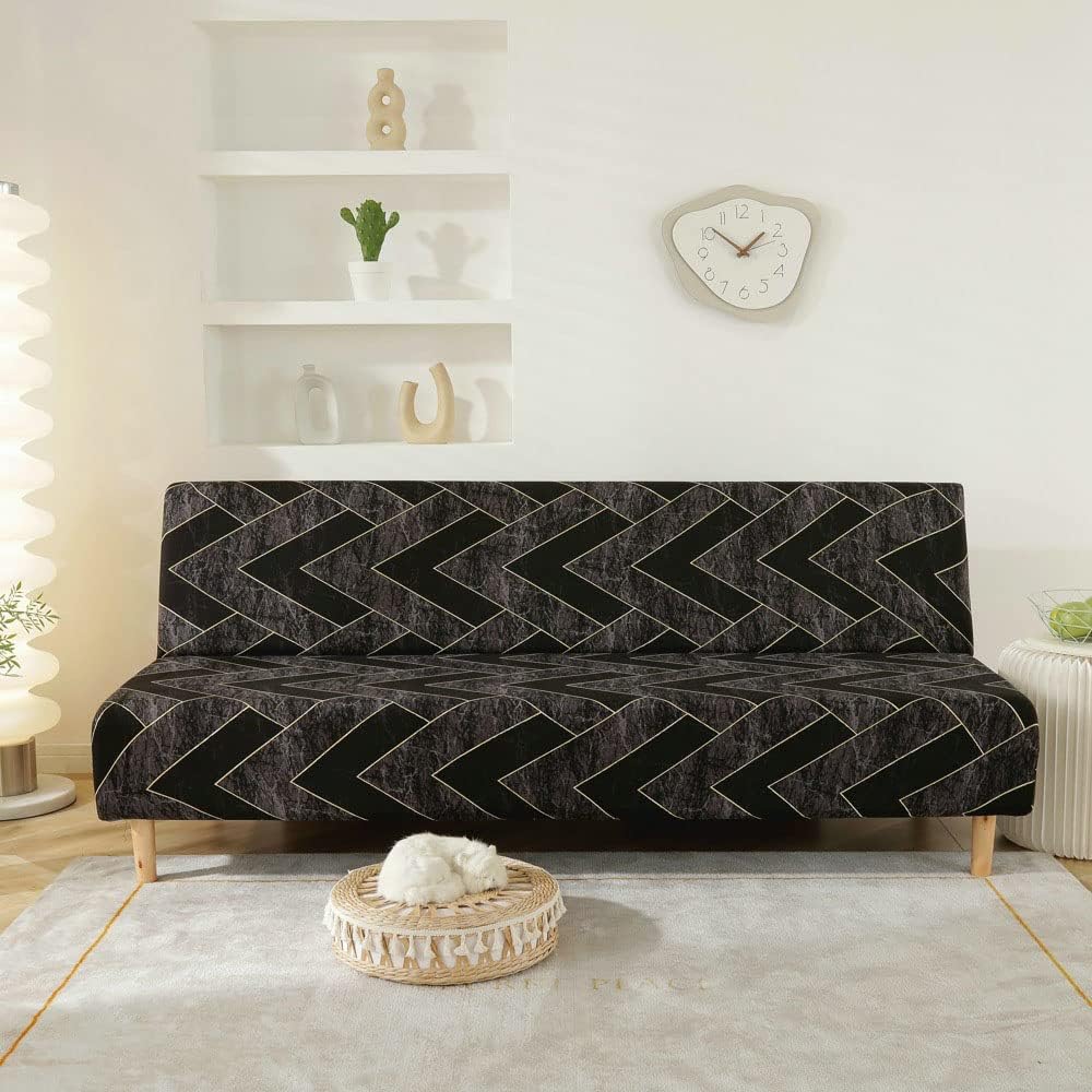 YOPOIY Elegant Printed Soft Futon Cover Washable Futon Slipcover Protector Fitting Armless Sofa Cover Furniture Protector for Living Room Bedroom -2-180-210cm