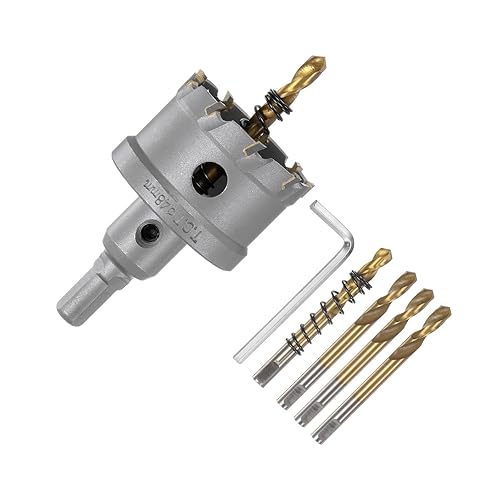 Miniatura 3 de HARFINGTON Kit de sierra de agujero de carburo de 1.890 in (1-5764 pulgadas), juego de cortador de agujeros de metal con 5 piezas de brocas