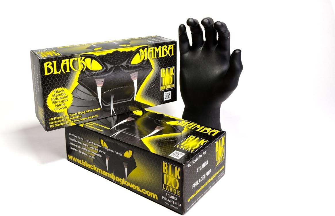 Aeiniwer Size Medium Black Mamba Nitrile Gloves