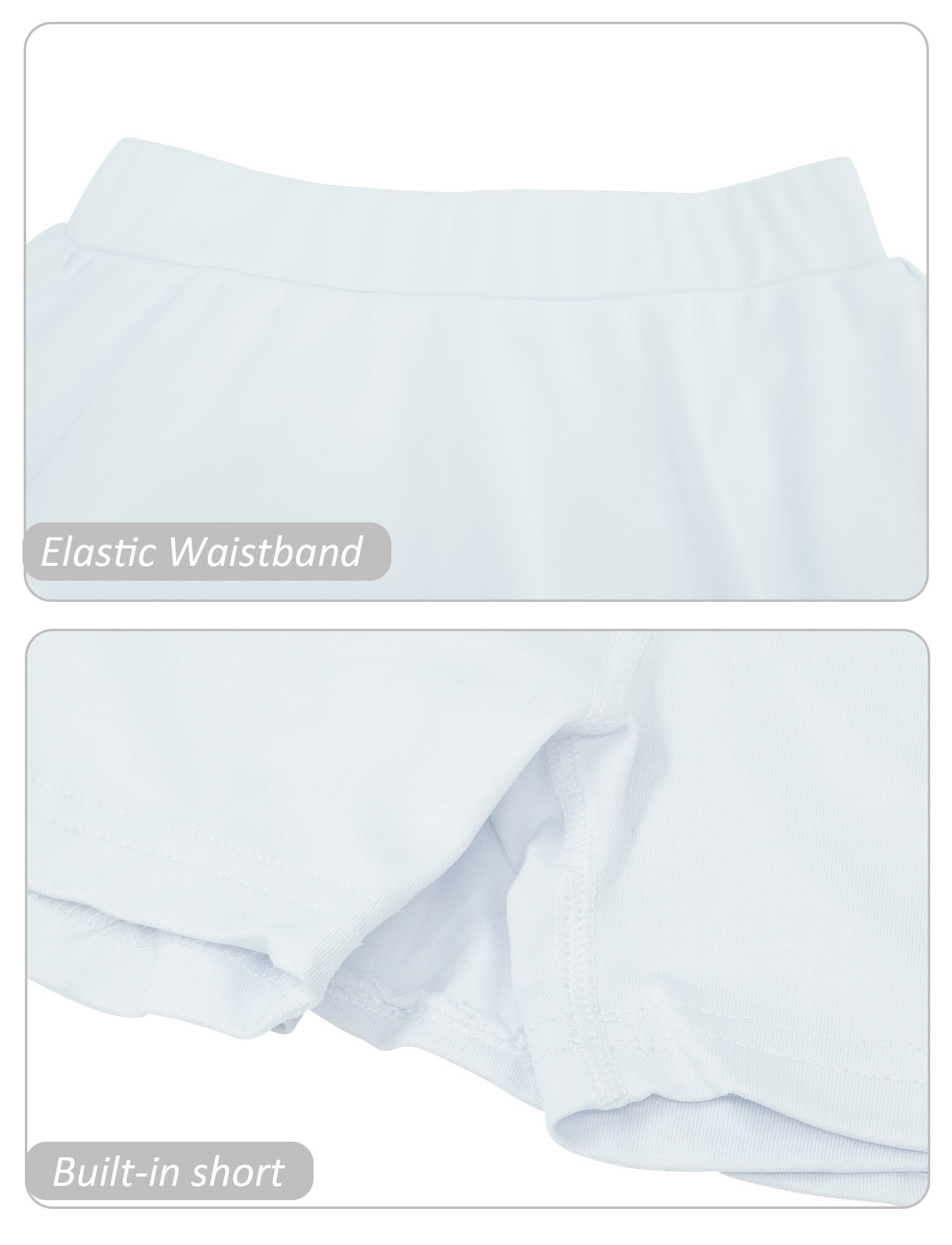 SEAUR Jupe Plissée de Sport pour Fille Jupe Décontracté Basic Enfant Fille 5-14 Ans Jupe de Tennis Golf Jupe-Culotte 110-130cm
