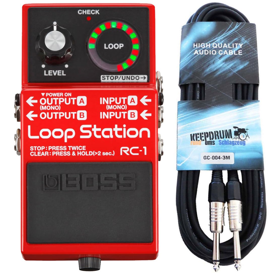 BOSS RC-1 Loop Station Looper-Pedal + keepdrum Klinken-Kabel 3m