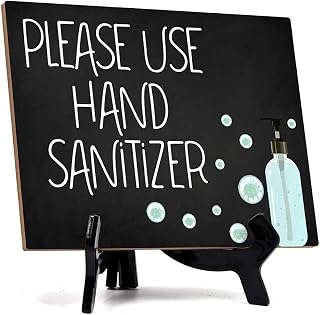 Signs ByLITA Please Use Hand Sanitizer, Hygiene Table Sign, 6" x 8" (Black)