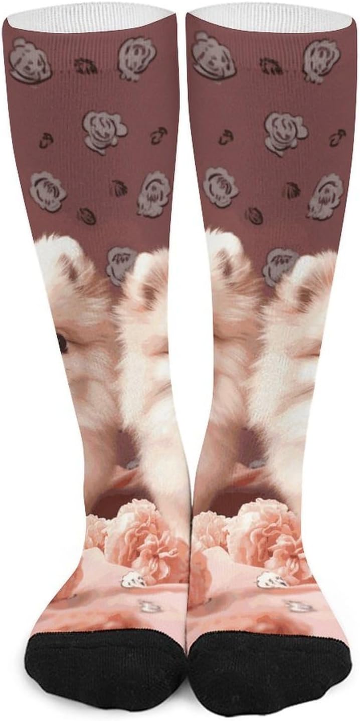 Pomeranians Dog Knee High Soccer Socks Moisture Wicking
