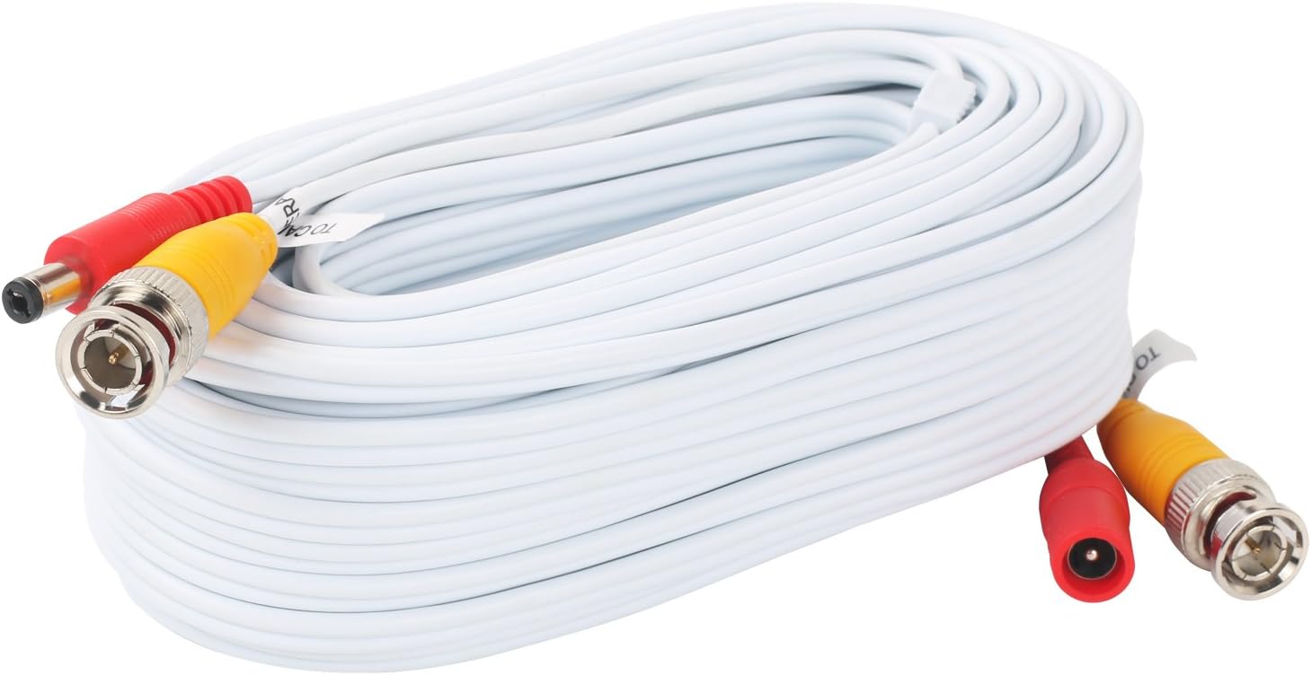 Authentic Crazy Deals Postta BNC Video Power Cable (4 Pack 200 Feet) Pre-Made All-in-One Video Security Camera Cable Wire with Eight Connectors for CCTV DVR Surveillance System