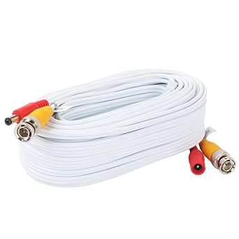 Postta BNC Video Power Cable (2 Pack 25 Feet) Video Security Camera Cable Wire with Four Connectors for CCTV DVR Surveillance System