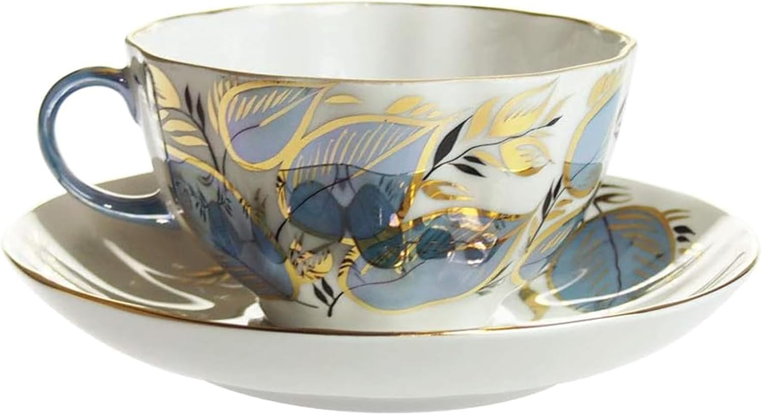 Lomonosov Porcelain Cup and Saucer Set 2pc Moonlight 8.45 oz/250 ml